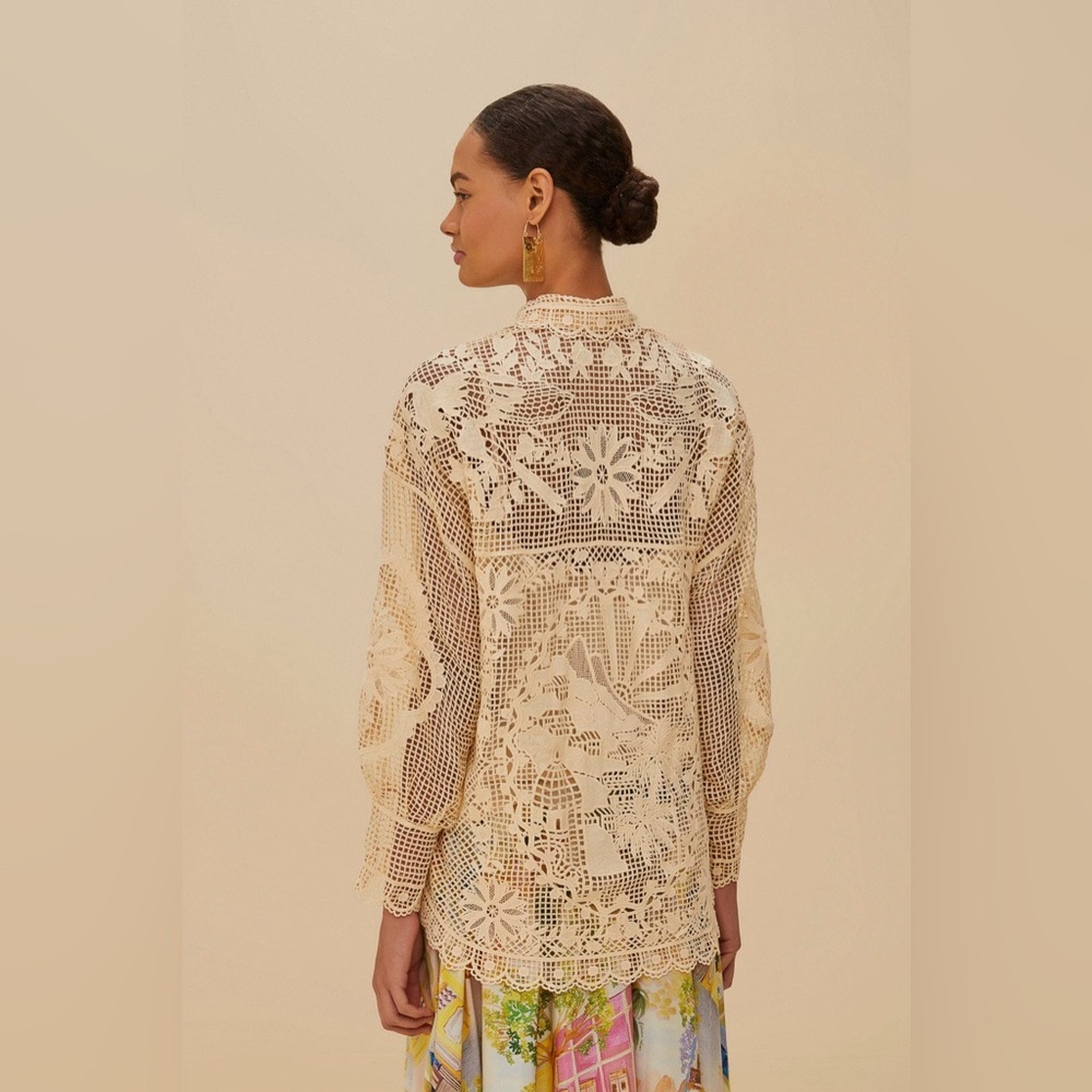 Farm Rio: Sand Landscape Guipure Shirt - Picture 9 of 13